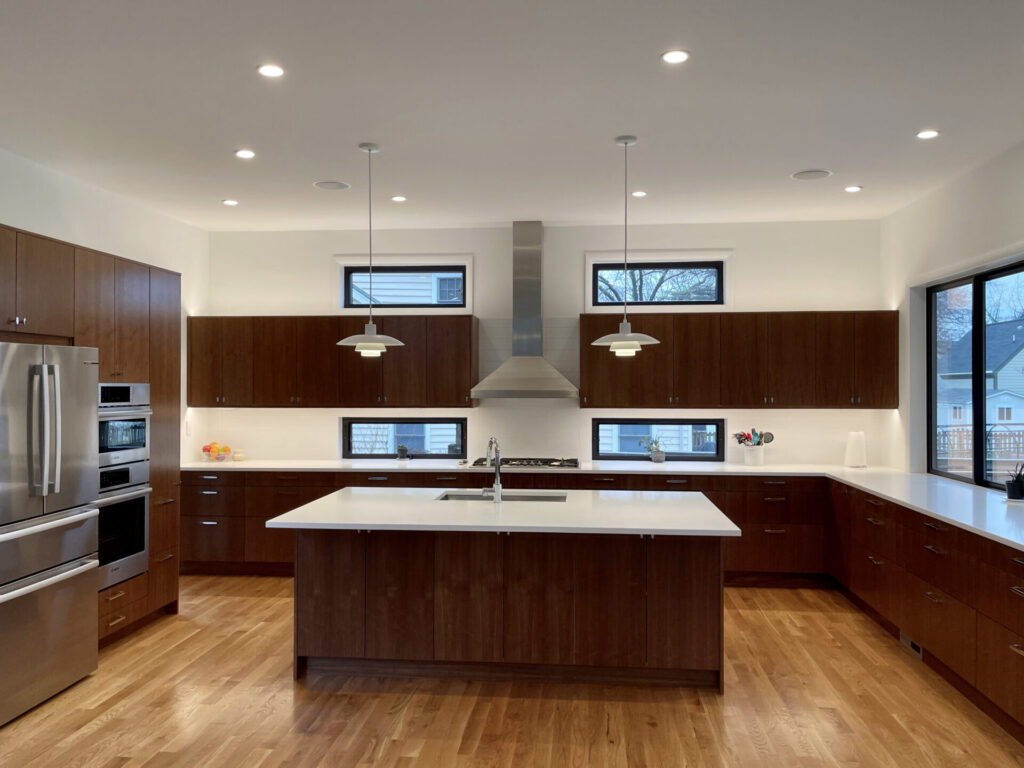 Modern large kitchen renovated with ikea cabinets.
