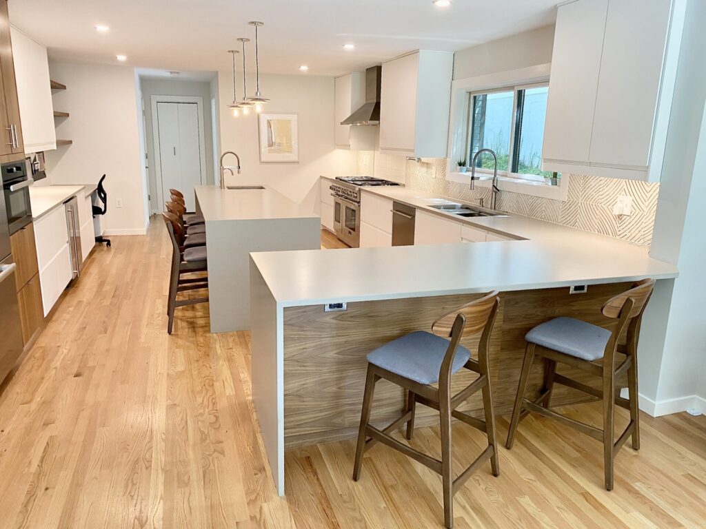 Best IKEA kitchen countertops: white quartz on SEKTION cabinets